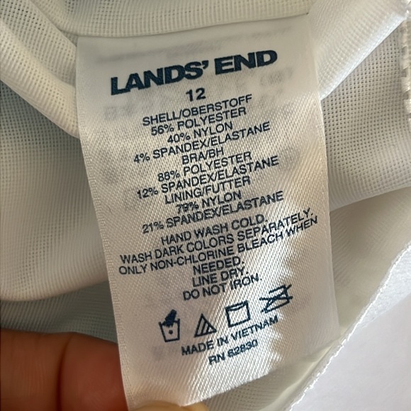 Women's Lands' End Tummy Control Seersucker Ruffle Off-the-Shoulder Size 12 - Picture 12 of 16